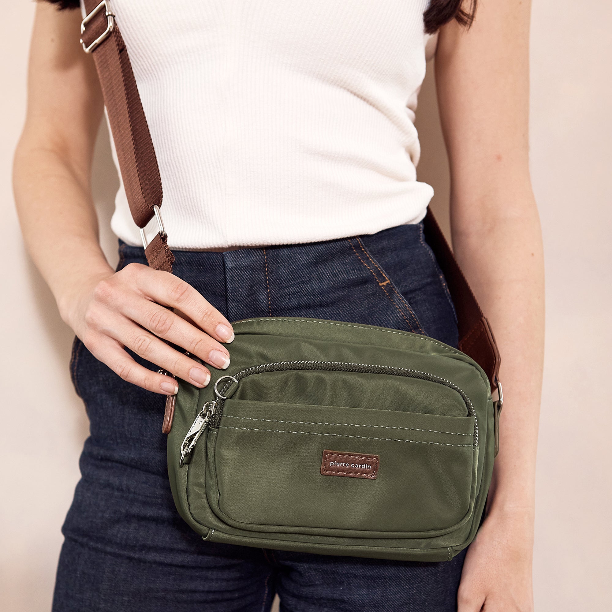 Pierre Cardin RFID Anti-Theft Nylon Crossbody Bag