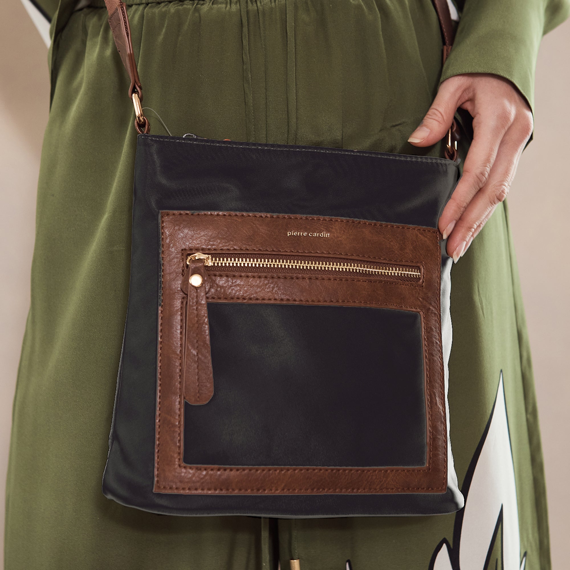 Pierre Cardin RFID Lightweight Nylon Crossbody Bag