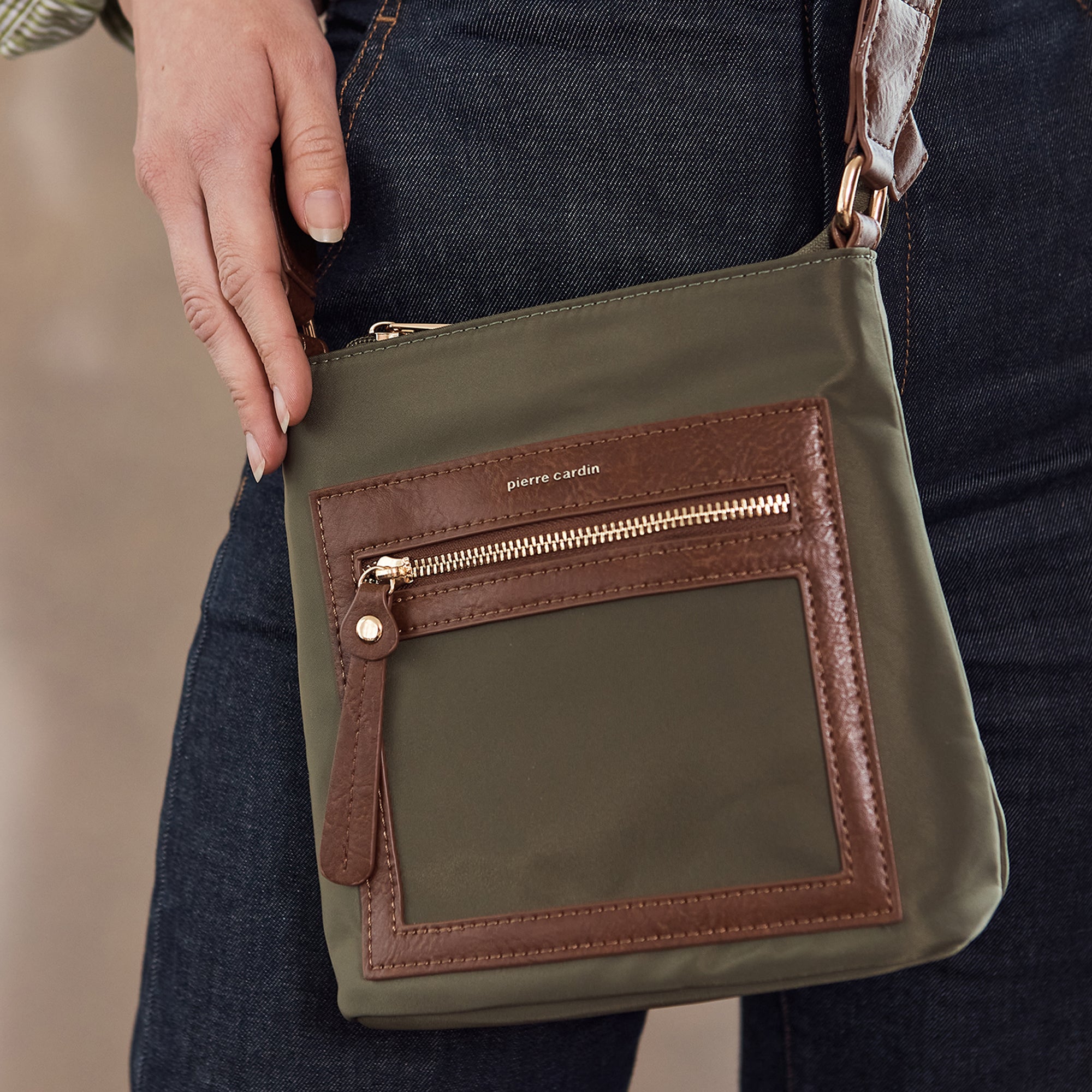 Pierre Cardin RFID Lightweight Nylon Crossbody Bag