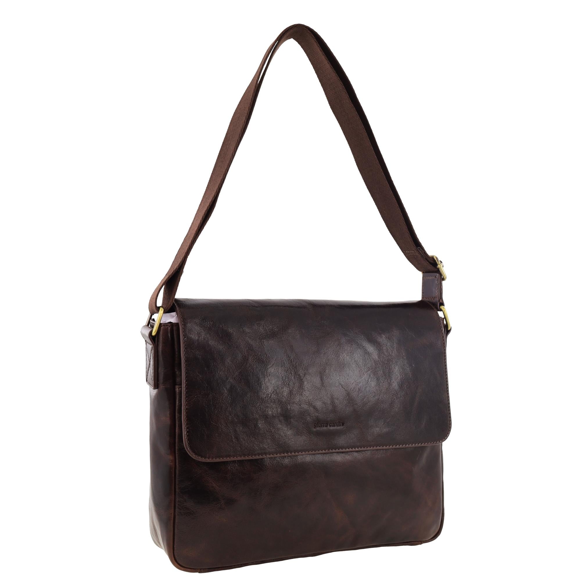 Pierre Cardin Men's Leather Classic Messenger/Computer Bag