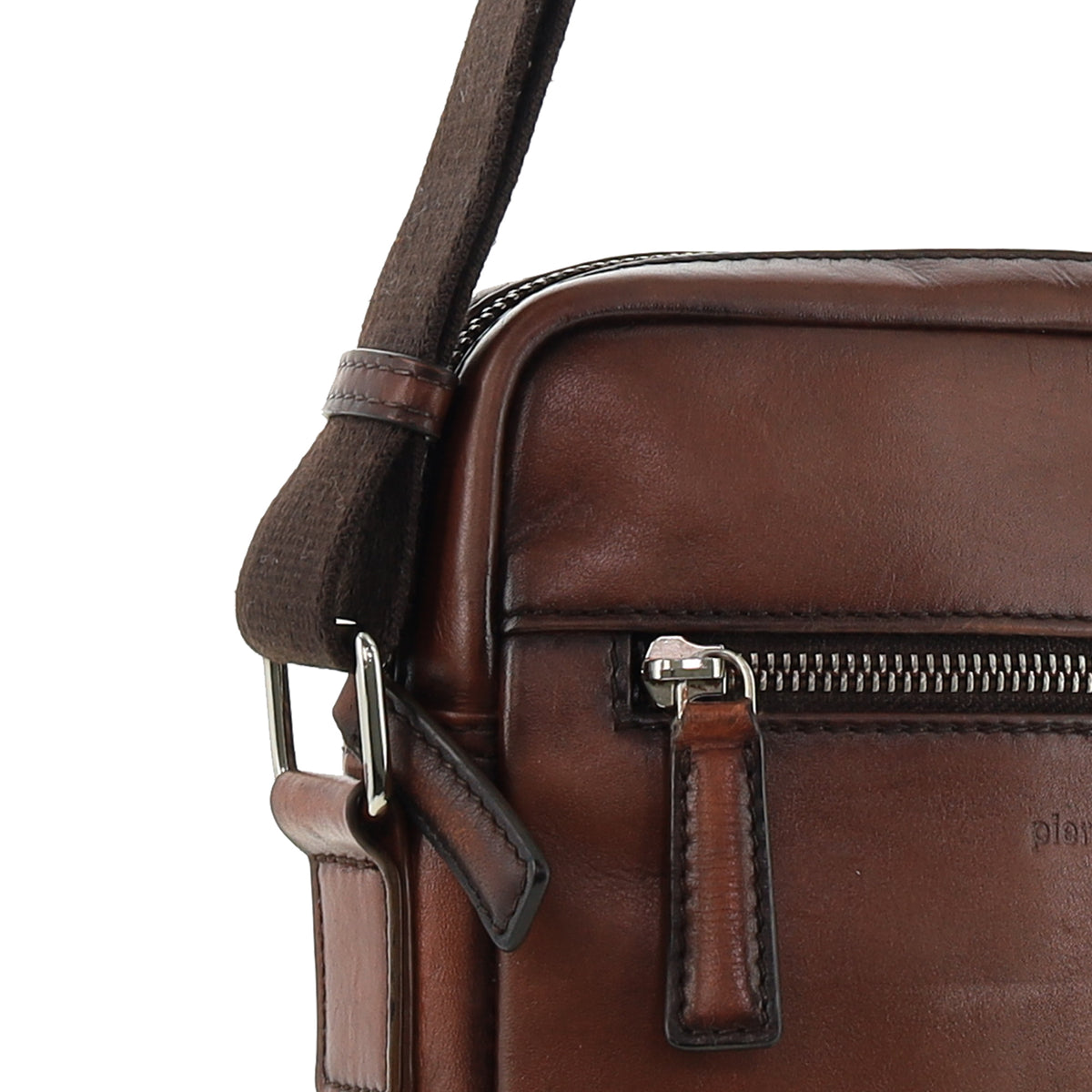 Pierre Cardin Genuine Leather Shoulder Cross-body Bag with Front Zip Pocket