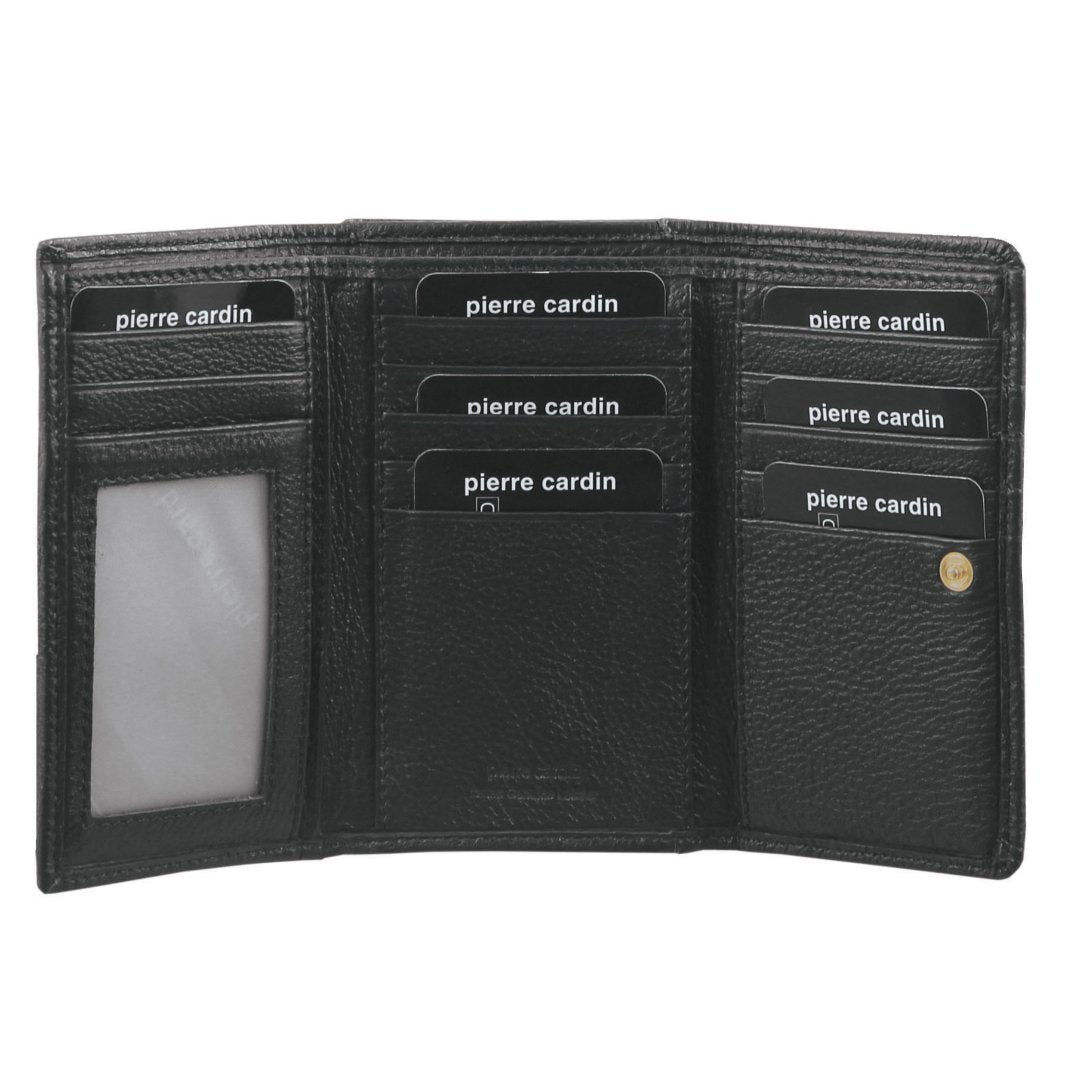 Pierre Cardin Pleated Leather Ladies Tri-Fold Wallet