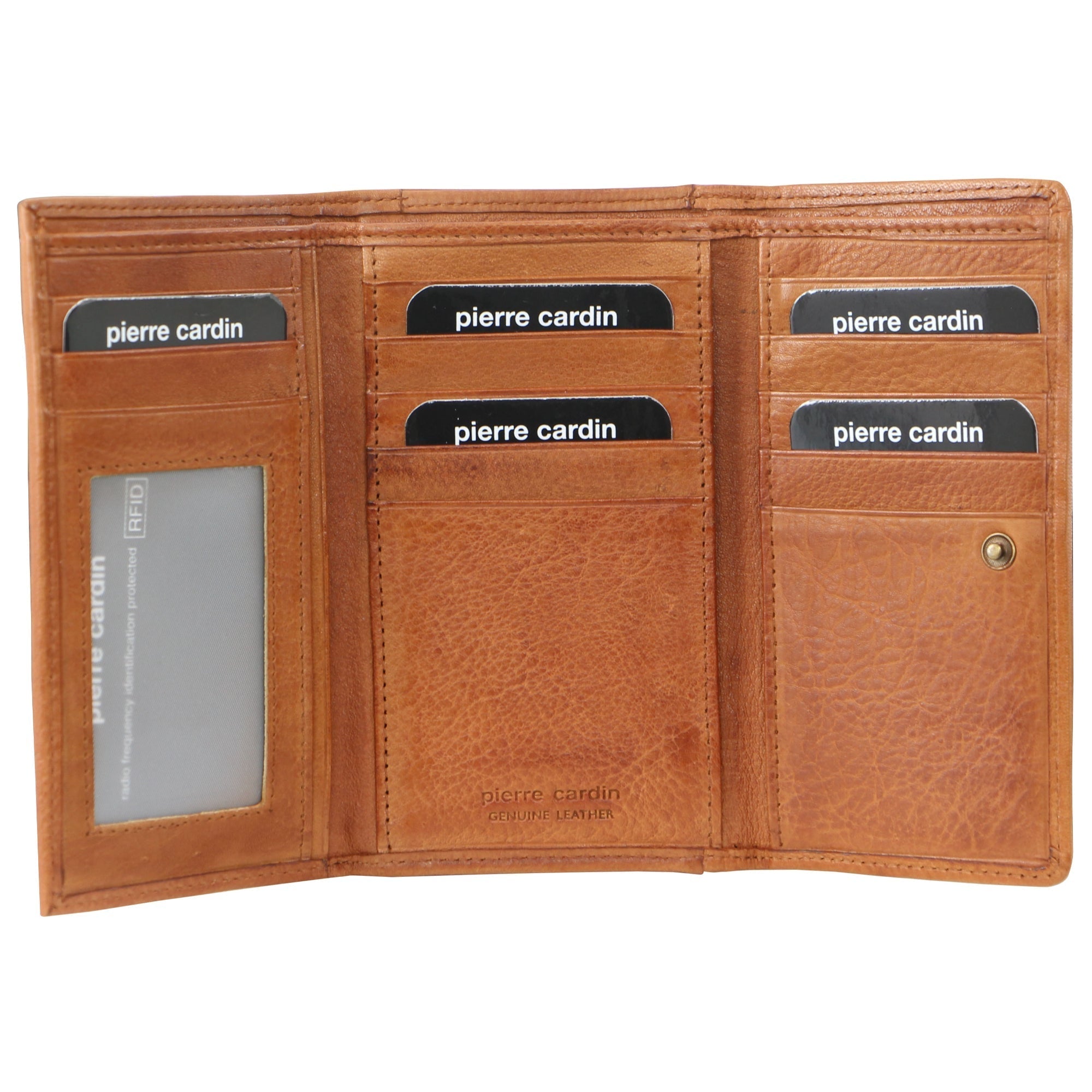 Pierre Cardin Leather Ladies Tri-Fold Wallet in Cognac