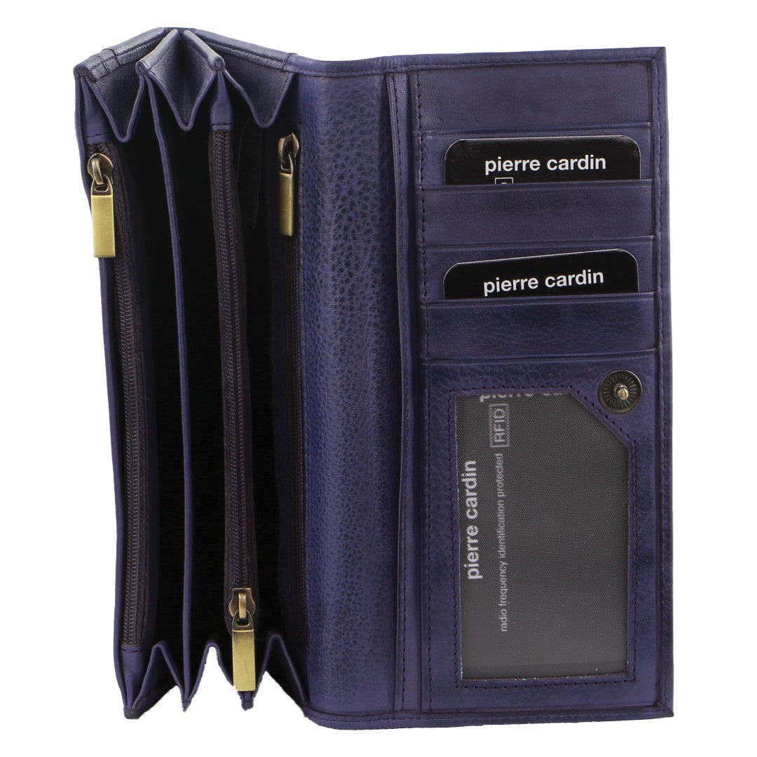 Pierre Cardin Rustic Leather Ladies Wallet in Purple