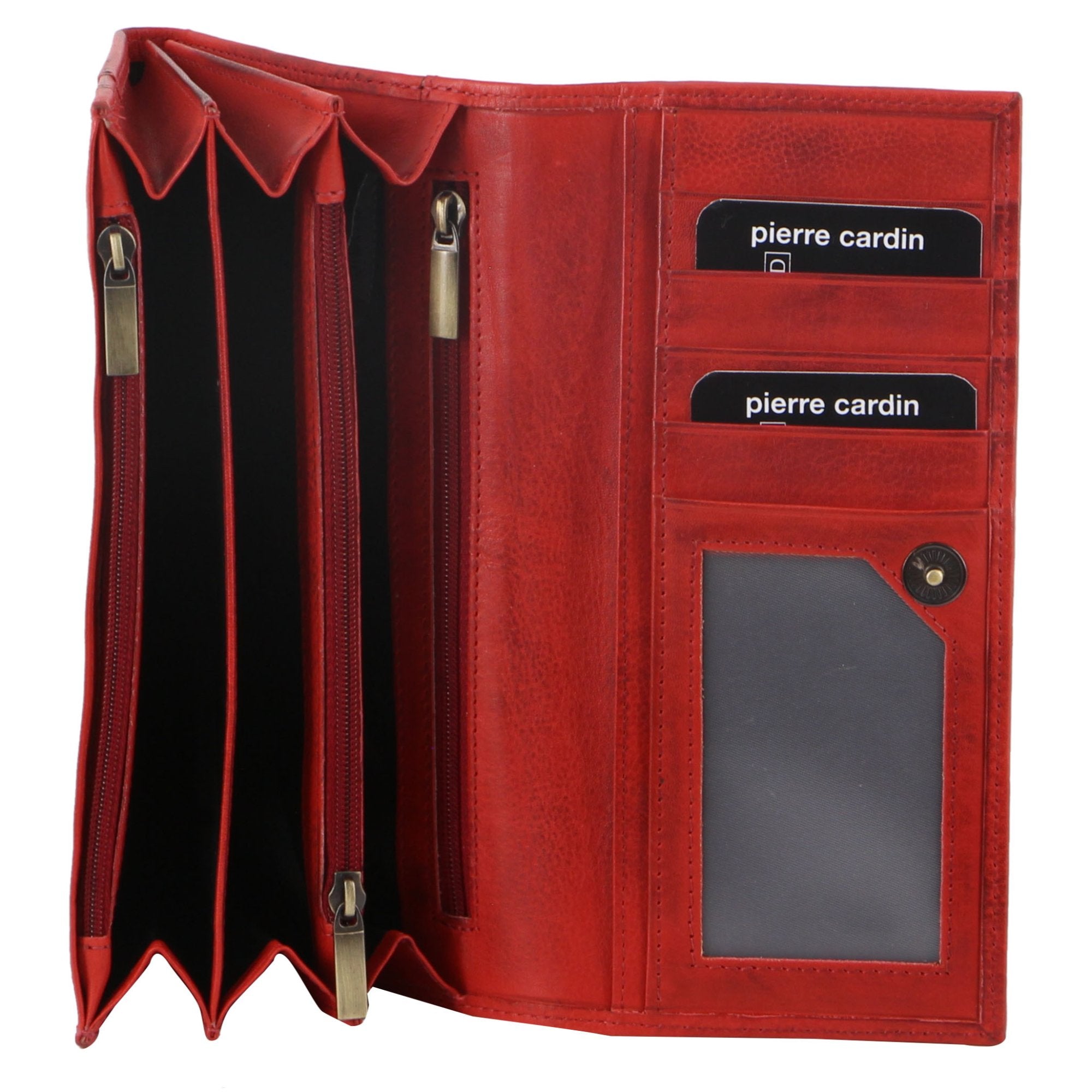 Pierre Cardin Rustic Leather Ladies Wallet in Red