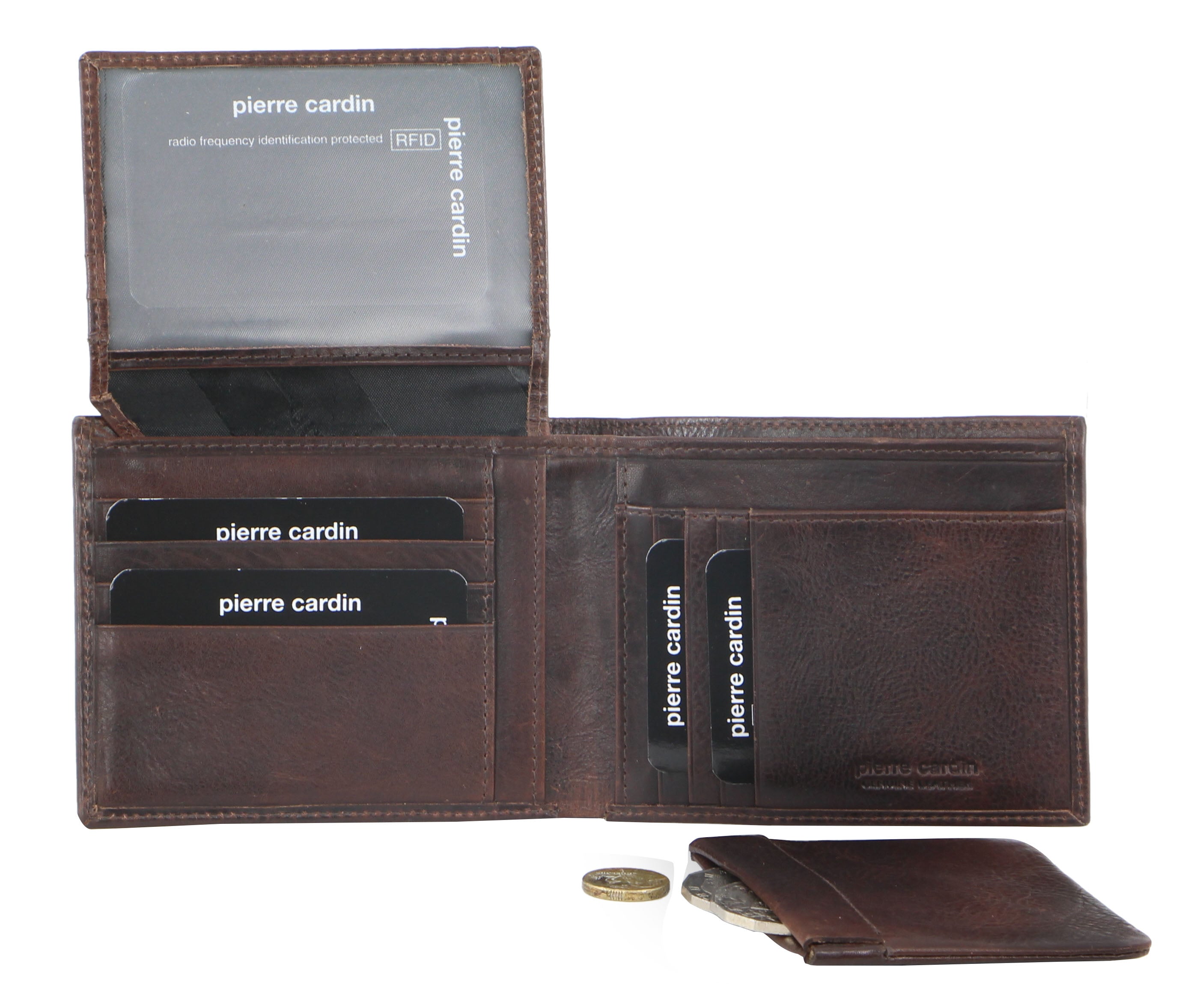 Pierre Cardin Italian Leather Men's Wallet/Card Holder in Chocolate