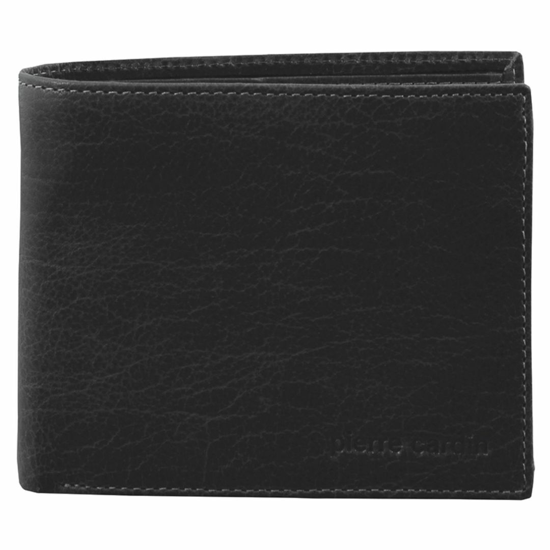 Pierre Cardin Rustic Leather Bi-Fold Men's Wallet in Black