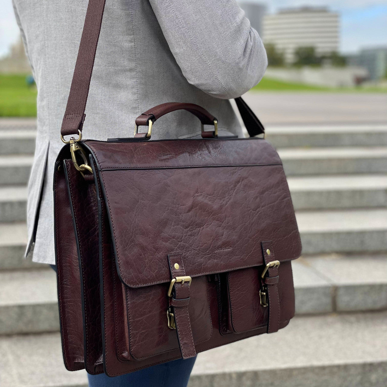 Pierre Cardin Men's Leather Business/Computer Bag