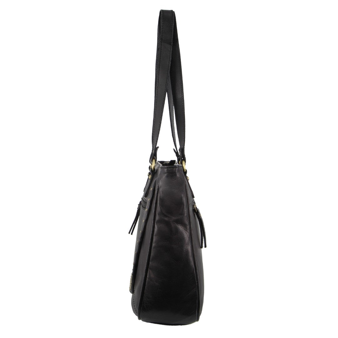 Pierre Cardin Ladies Leather Stud Detail Tote Bag in Black