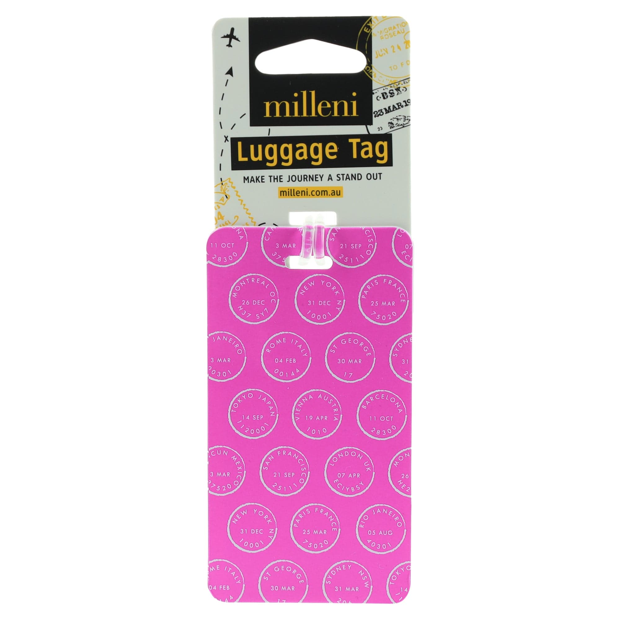 Pink Stamps Luggage Tag