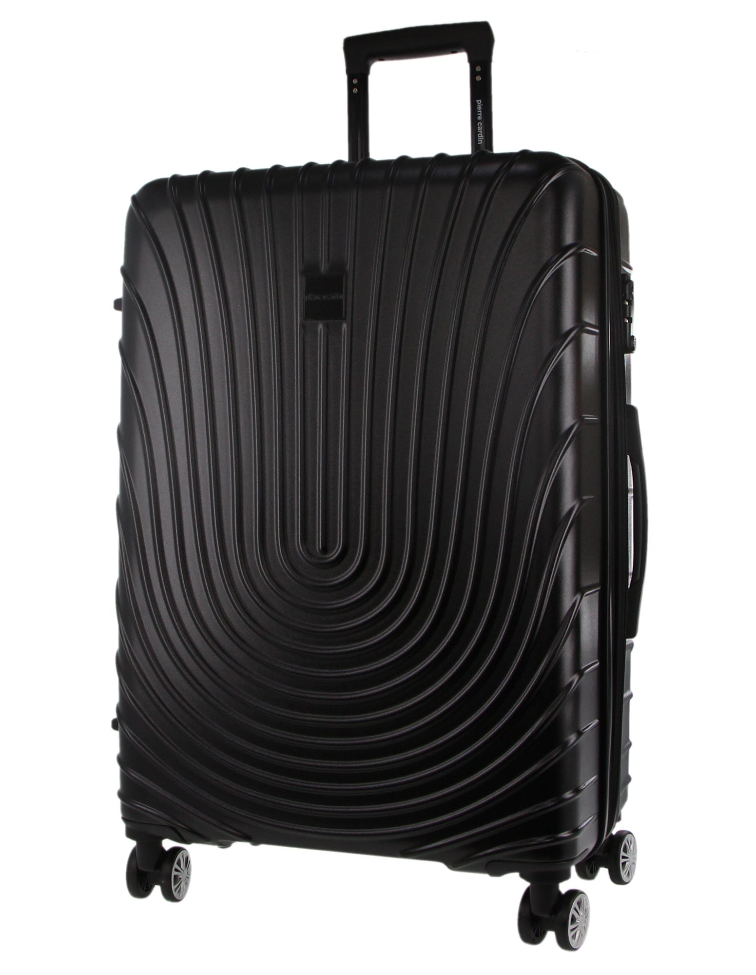 Hard Shell Luggage PC 3248LC BLACK+PC3761 Pierre Cardin Black Hard Shell LARGE and CABIN Bundle 2-Piece Set+ Assorted Luggage Tag