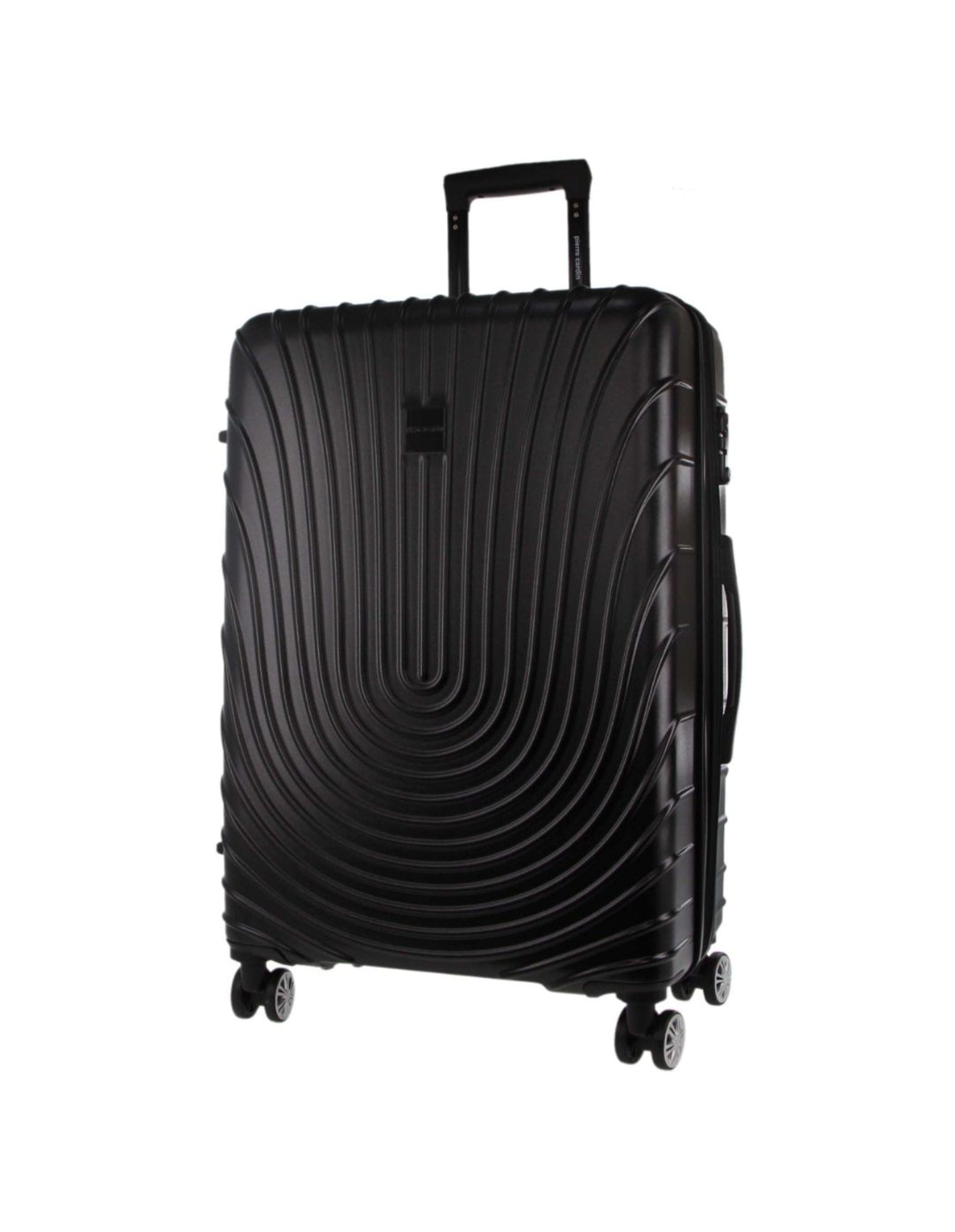 Hard Shell Luggage PC 3248LC BLACK+PC3761 Pierre Cardin Black Hard Shell LARGE and CABIN Bundle 2-Piece Set+ Assorted Luggage Tag