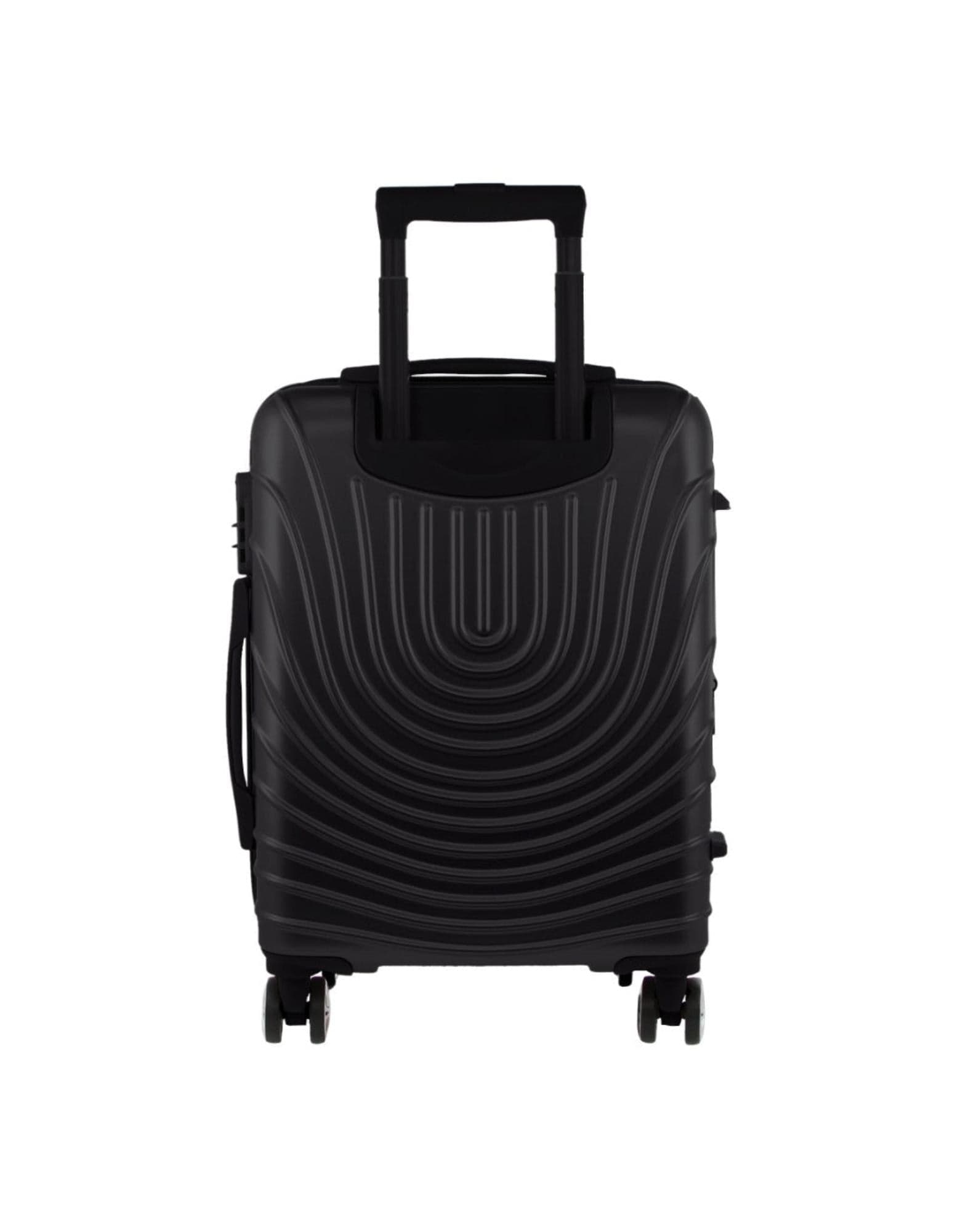 Hard Shell Luggage PC 3248LC BLACK+PC3761 Pierre Cardin Black Hard Shell LARGE and CABIN Bundle 2-Piece Set+ Assorted Luggage Tag