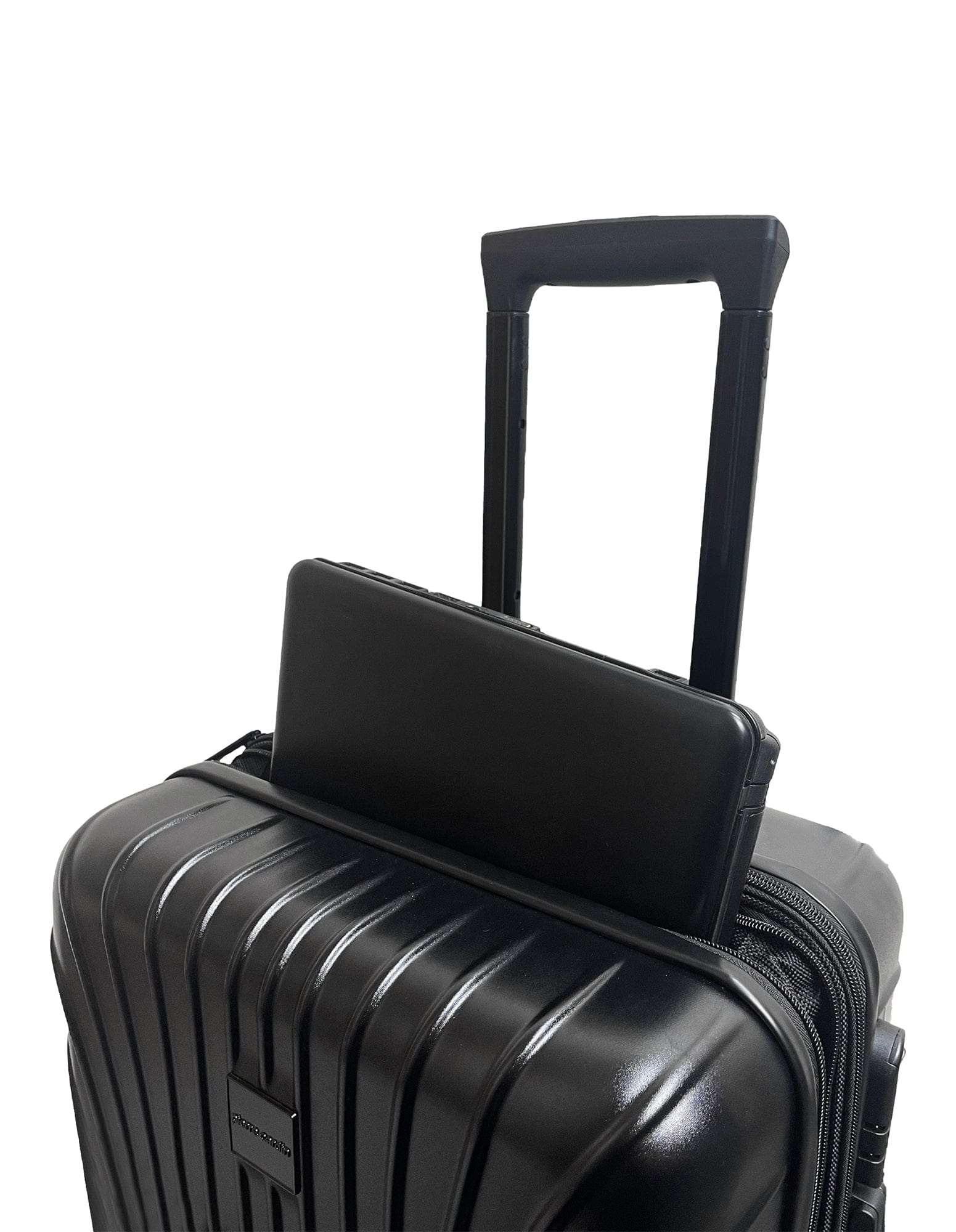 Hard Shell Luggage PC 3248MC BLACK+PC3761 Pierre Cardin Black Hard Shell MEDIUM and CABIN Bundle 2-Piece Set+ Assorted Luggage Tag