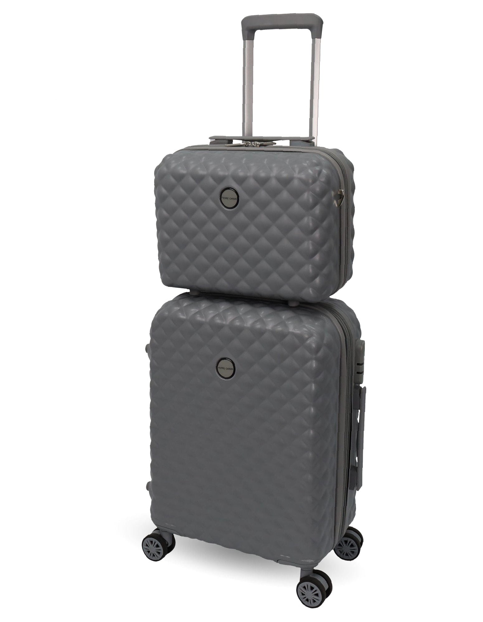 Hard Shell Luggage PC 3938CB GREY Pierre Cardin CABIN Grey Hard Shell Luggage with Mini Beauty Case Set