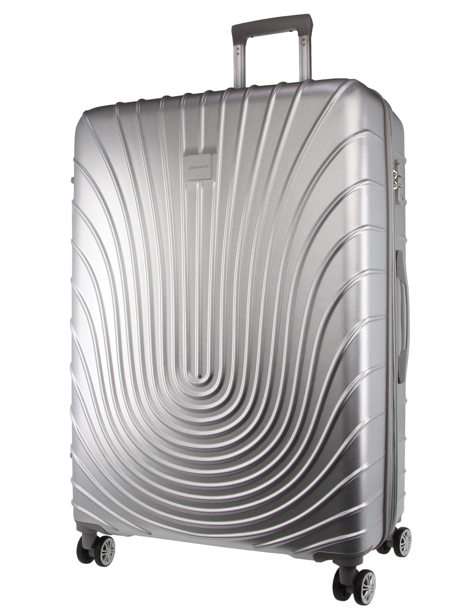 Hard Shell Luggage PC 3248LC SILVER+PC3761 Pierre Cardin Silver Hard Shell LARGE and CABIN Bundle 2-Piece Set + Assorted Luggage Tag