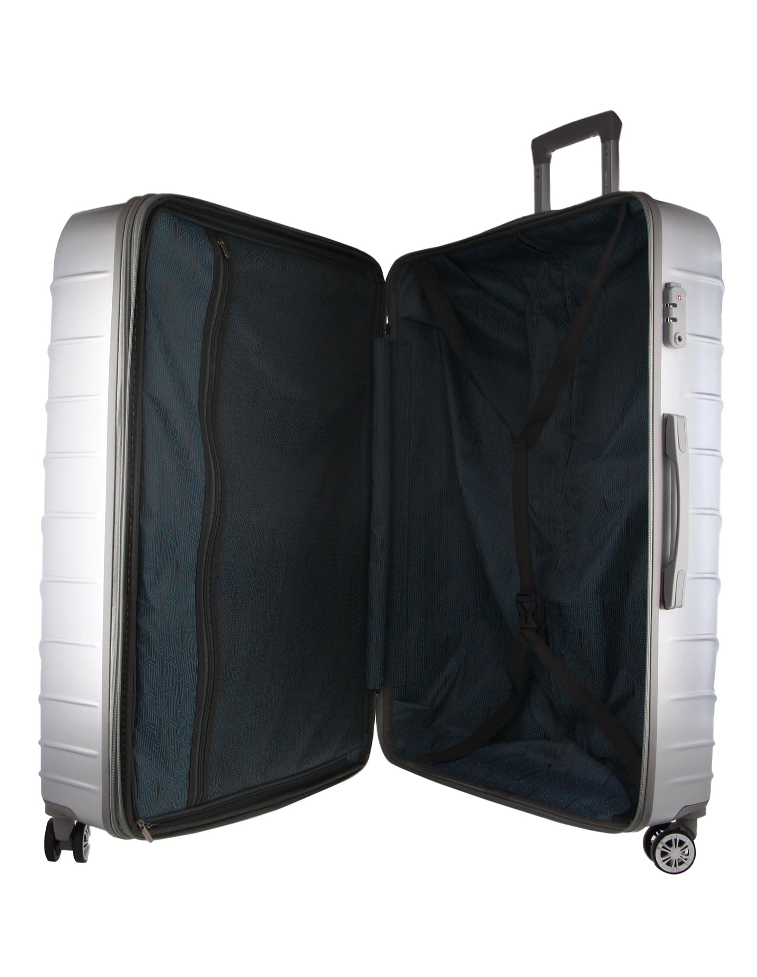 Hard Shell Luggage PC 3248LC SILVER+PC3761 Pierre Cardin Silver Hard Shell LARGE and CABIN Bundle 2-Piece Set + Assorted Luggage Tag
