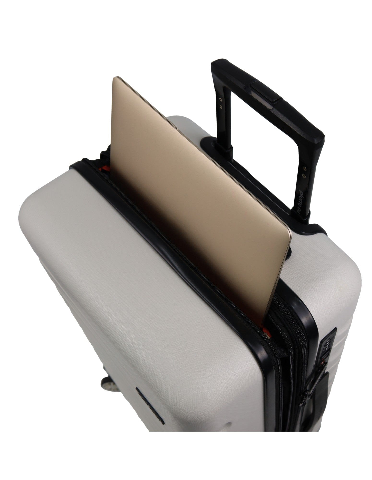 Hard Shell Luggage PC 3941LC SNOW+PC3761 Pierre Cardin Snow Hard Shell LARGE and CABIN Bundle 2-Piece Set + Assorted Luggage Tag