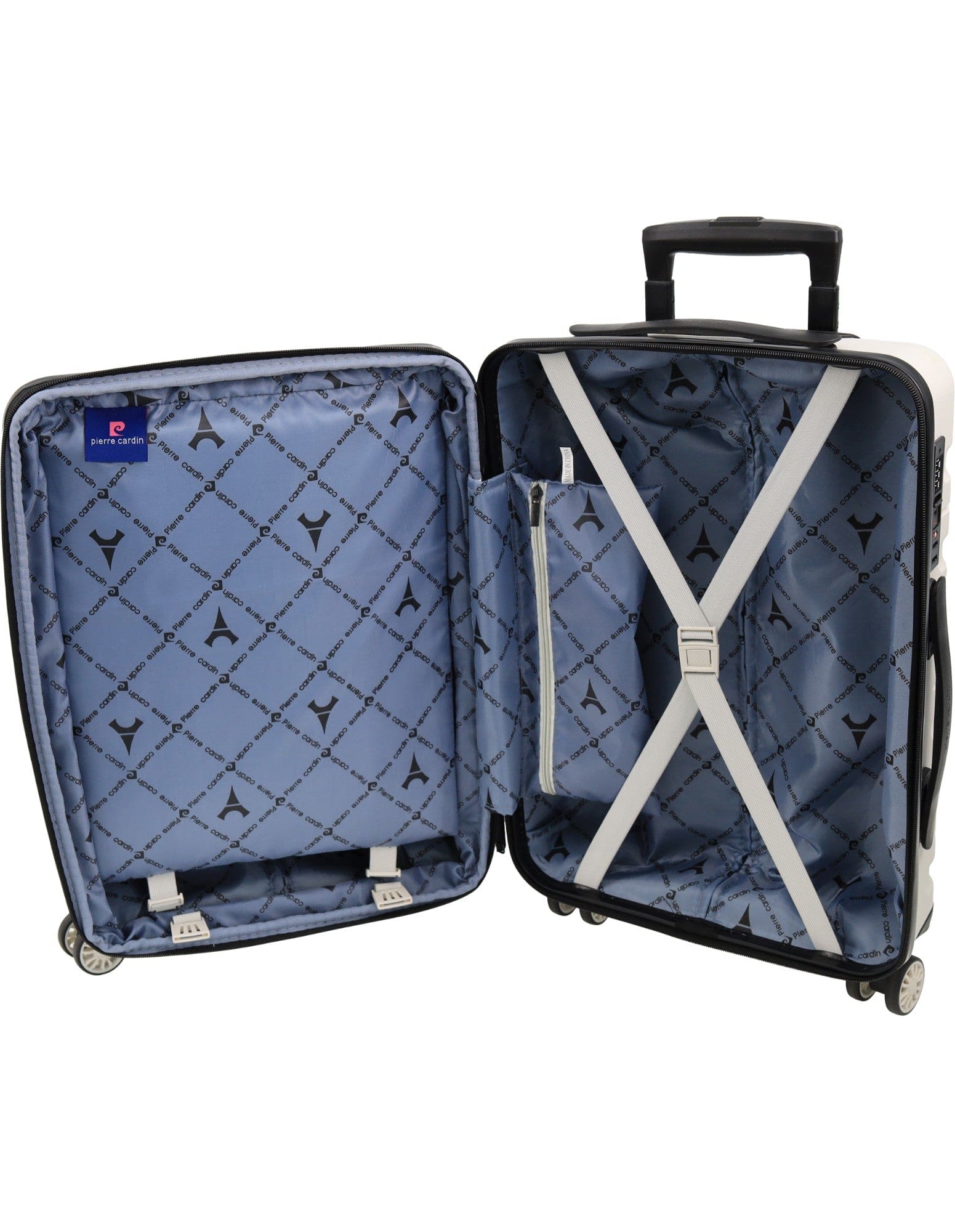 Hard Shell Luggage PC 3941LC SNOW+PC3761 Pierre Cardin Snow Hard Shell LARGE and CABIN Bundle 2-Piece Set + Assorted Luggage Tag
