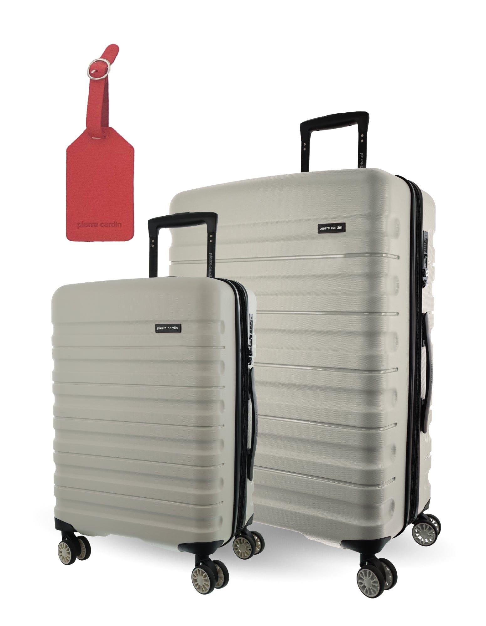 Hard Shell Luggage PC 3941MC SNOW+PC3761 Pierre Cardin Snow Hard Shell MEDIUM and CABIN Bundle 2-Piece Set + Assorted Luggage Tag