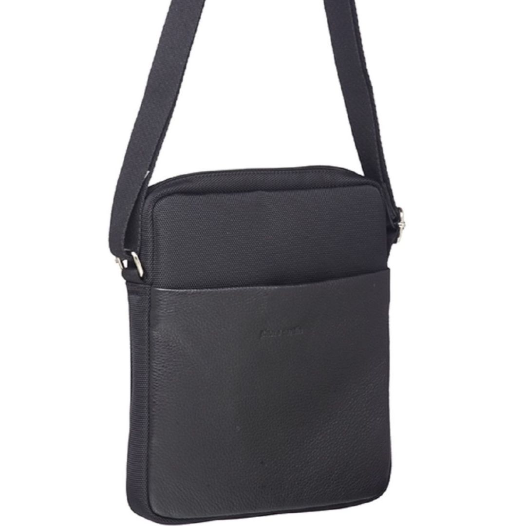 Pierre Cardin Leather Ipad Bag in Black