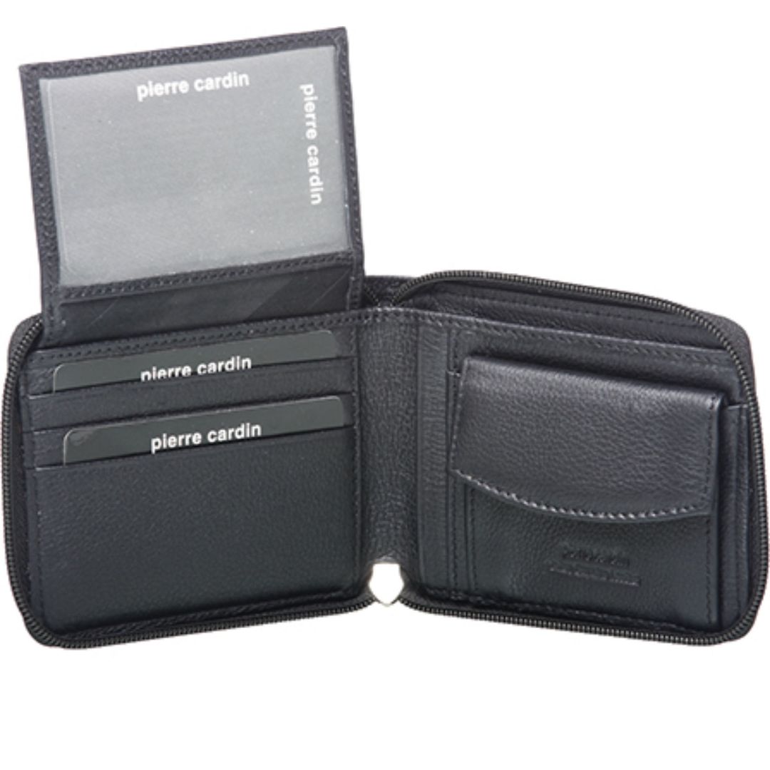 Pierre Cardin Men's Italian Leather Wallet in Black