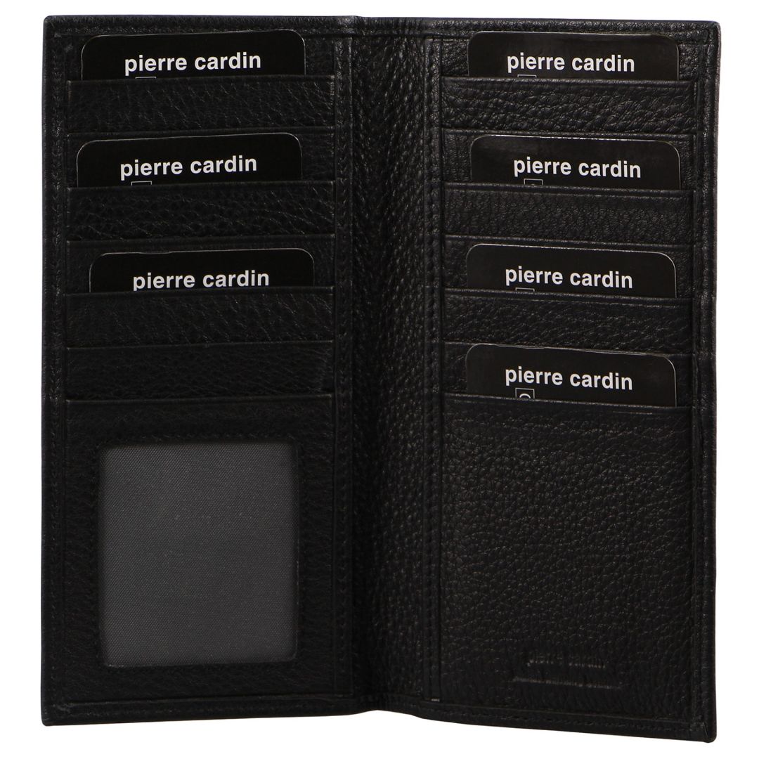 Pierre Cardin Men's Italian Leather Suit Wallet in Black