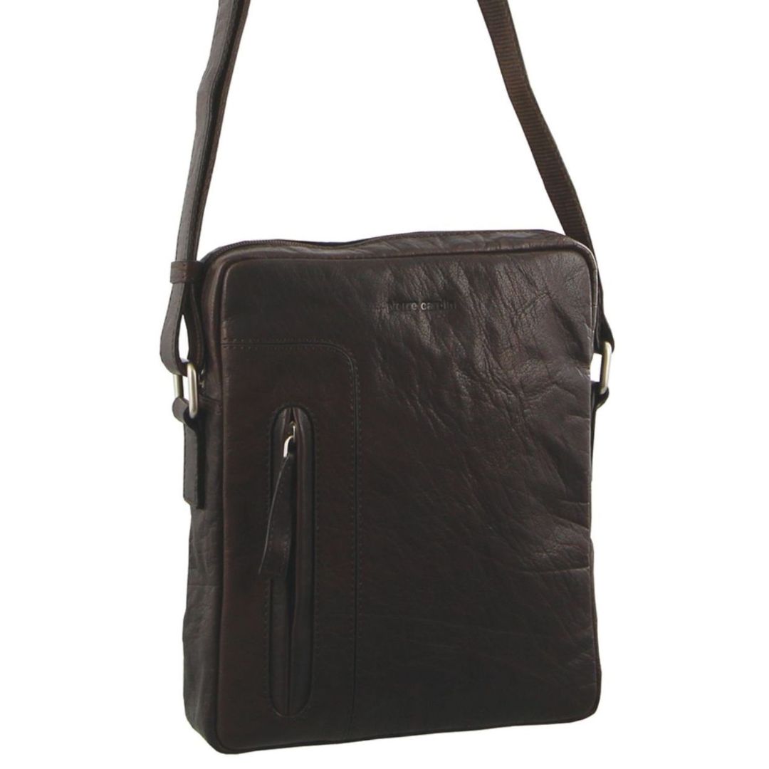 Pierre Cardin Rustic Leather iPad Bag in Brown
