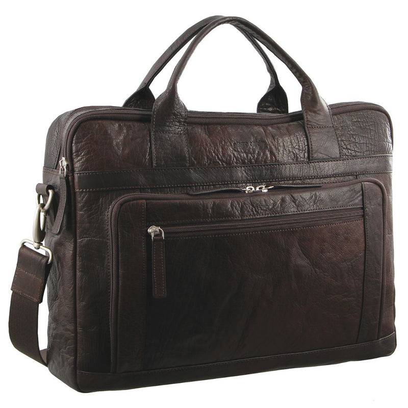 Pierre Cardin Rustic Leather Computer/Business Bag in Brown (PC2797)