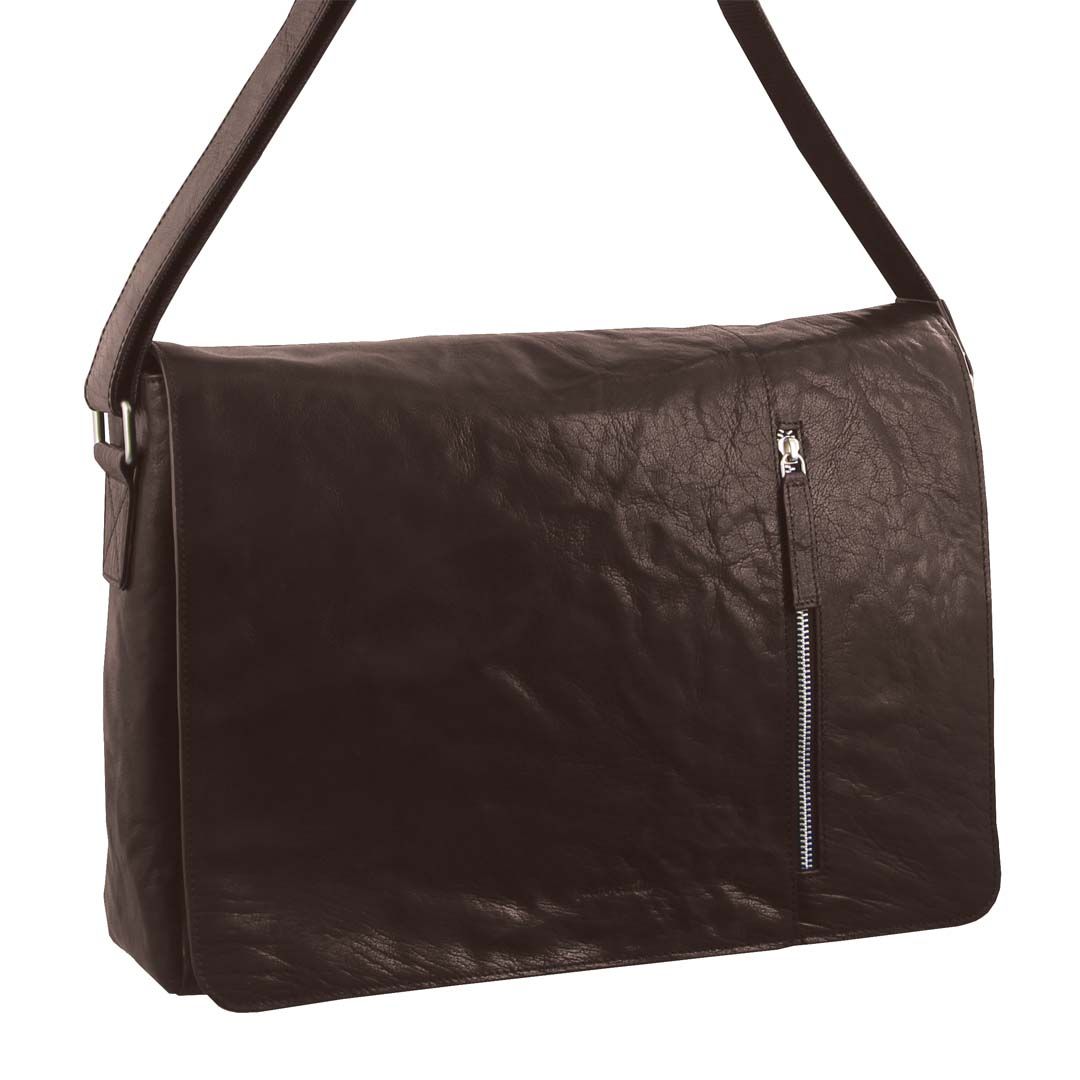 Pierre Cardin Rustic Leather Computer/Messenger Bag in Brown