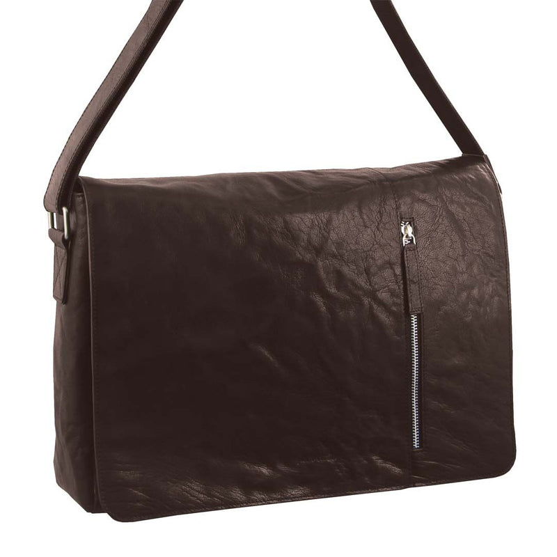 Pierre Cardin Rustic Leather Computer/Messenger Bag in Brown (PC2798)