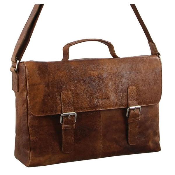Pierre Cardin Rustic Leather Computer Bag in Cognac (PC2801)