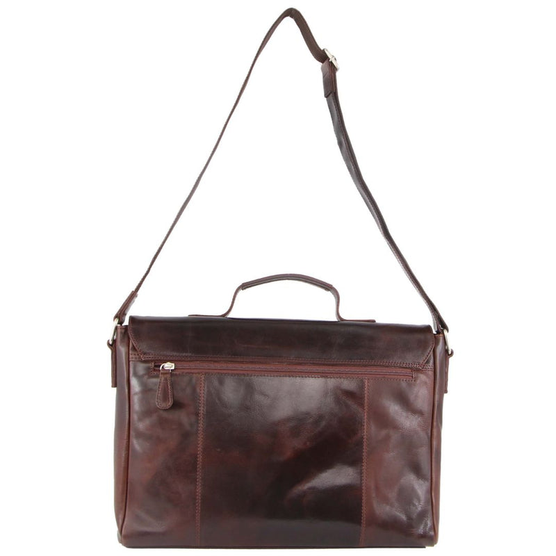Pierre Cardin Rustic Leather Computer Bag in Chocolate (PC2801)