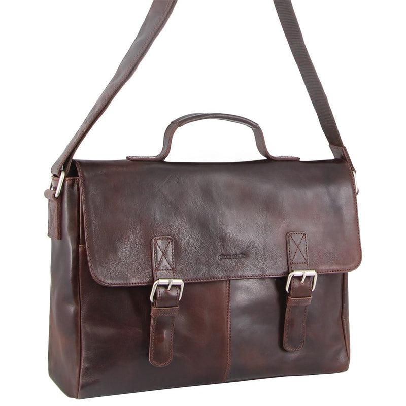 Pierre Cardin Rustic Leather Computer Bag in Chocolate (PC2801)
