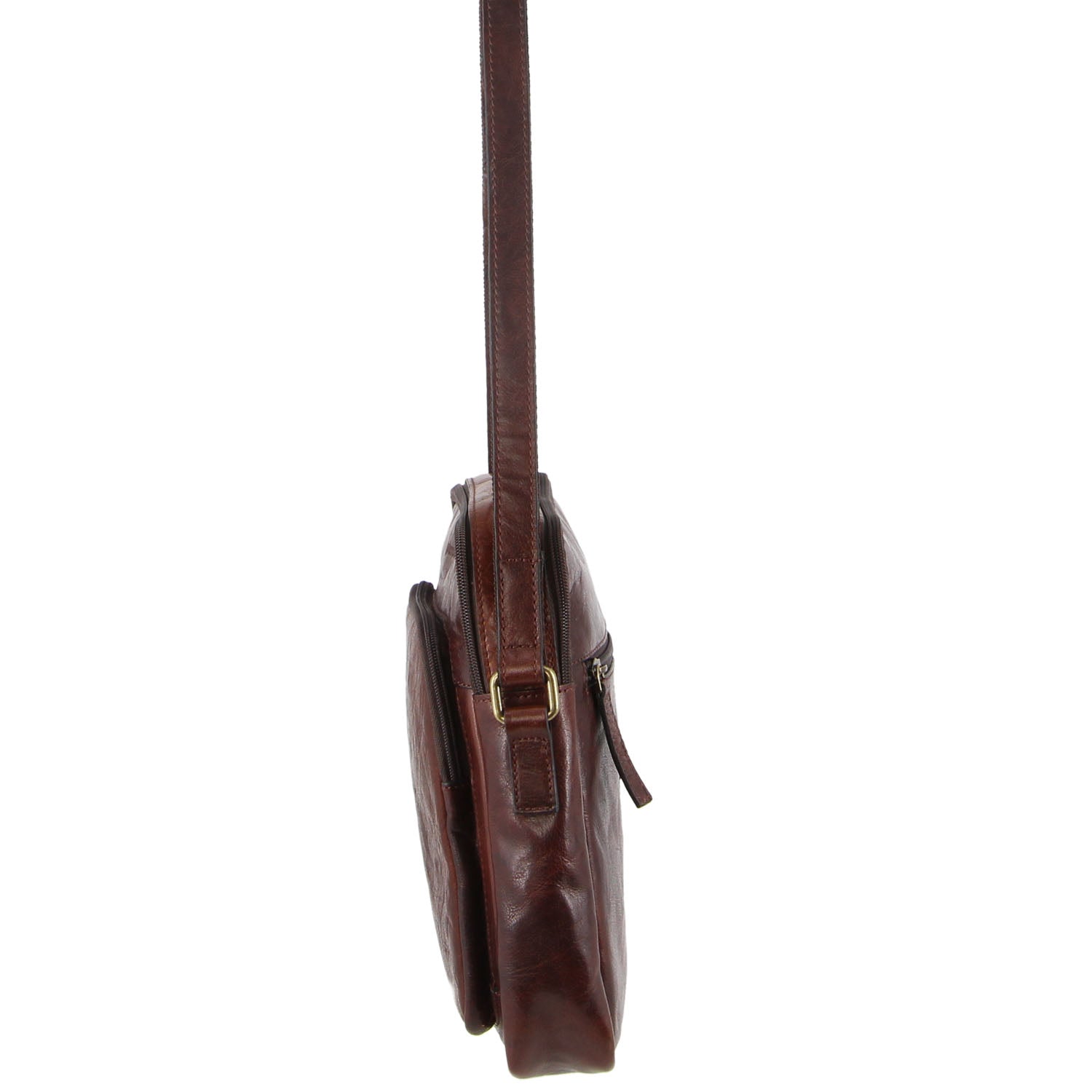 Pierre Cardin Leather Unisex Cross-Body Bag in Chestnut