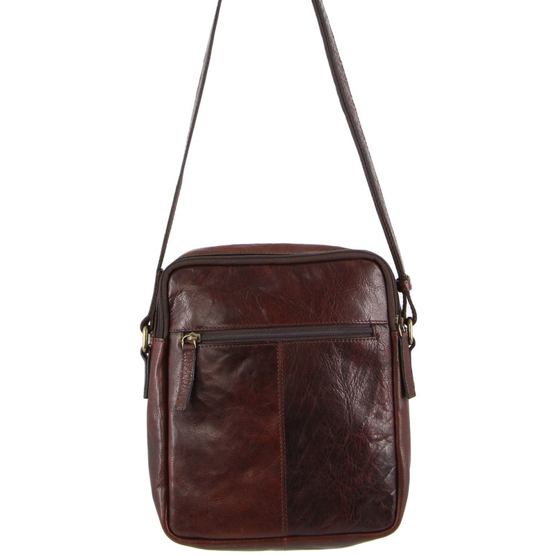 Pierre Cardin Leather Unisex Cross-Body Bag in Chestnut (PC2804)