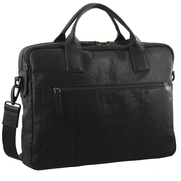 Pierre Cardin Rustic Leather Computer Bag in Black (PC2807)
