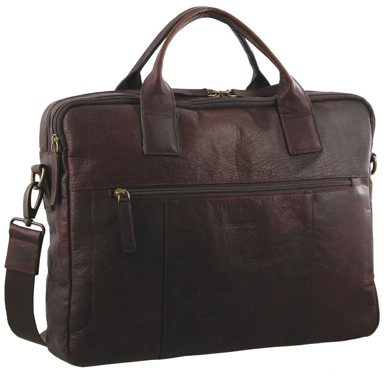 Pierre Cardin Rustic Leather Computer Bag in Chestnut (PC2807)