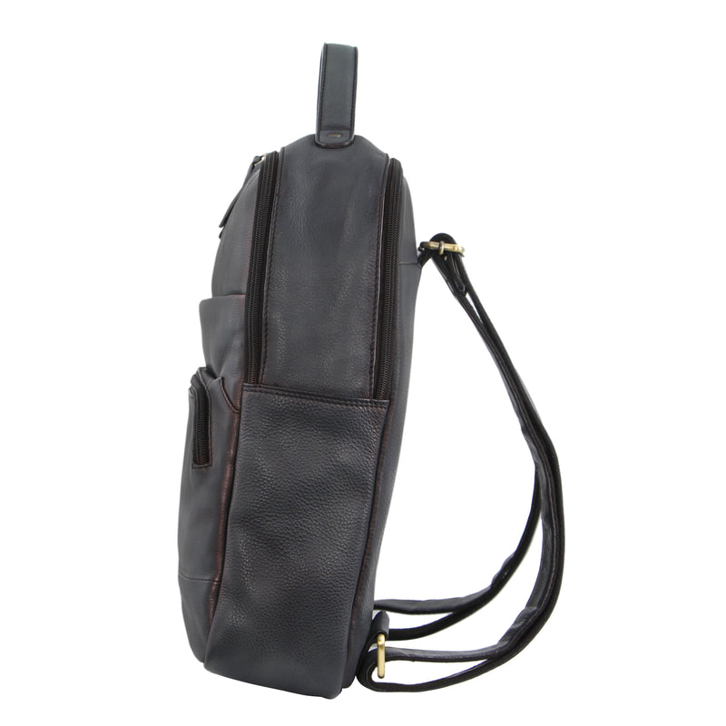 Pierre Cardin Rustic Leather Business Backpack/Computer Bag in Black (PC 2808)