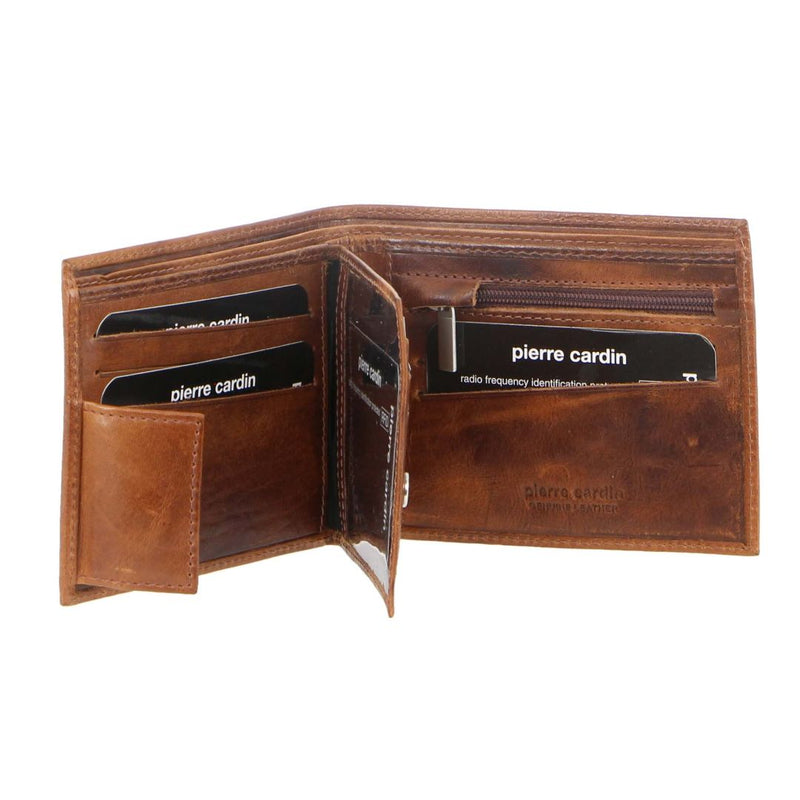 Pierre Cardin Rustic Leather Tri-Fold Men's Wallet in Cognac (PC2812)