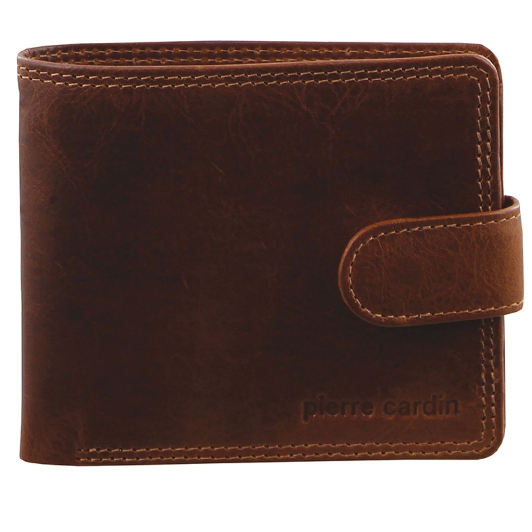 Pierre Cardin Rustic Leather Men's Wallet in Cognac