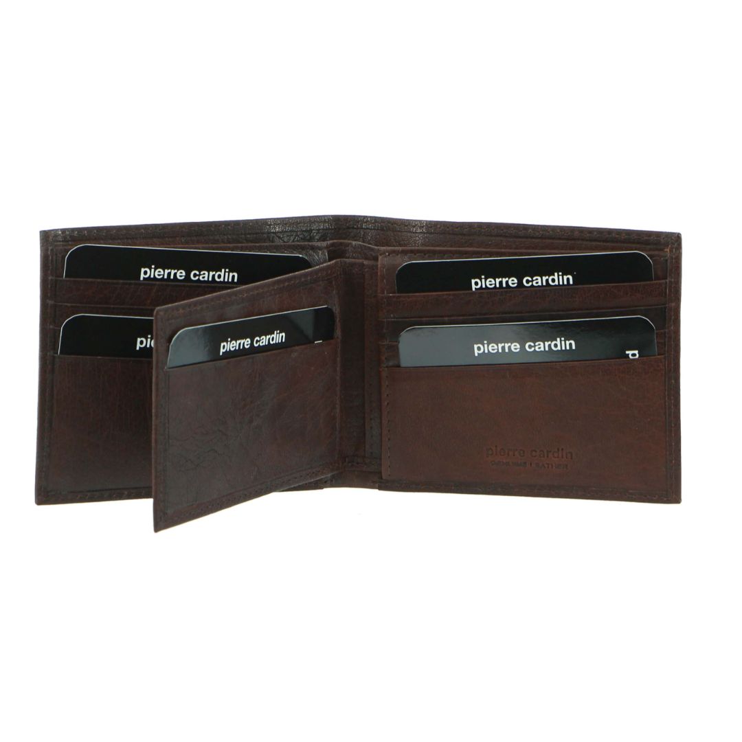 Pierre Cardin Rustic Leather Bi-Fold Men's Wallet in  Brown