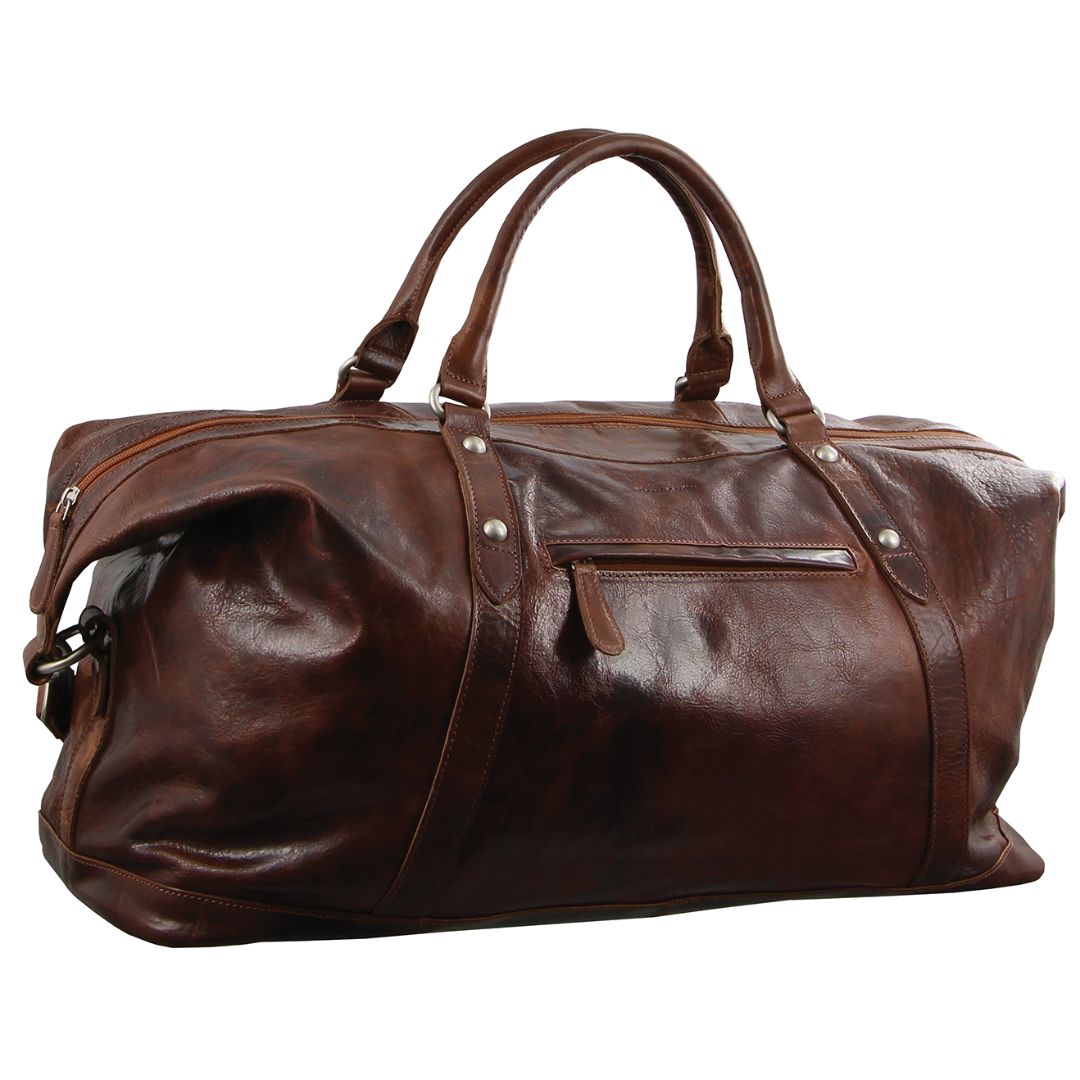 Pierre Cardin Rustic Leather Business/Overnight Bag in Cognac