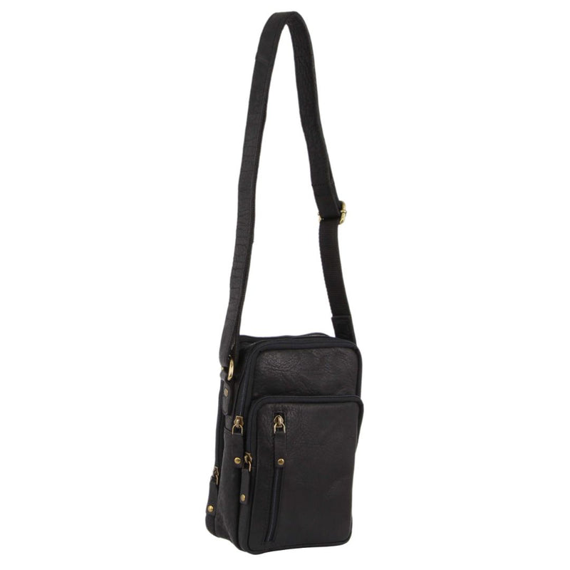 Pierre Cardin Rustic Leather Cross-Body Bag in Black (PC3129)