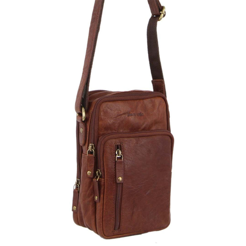 Pierre Cardin Rustic Leather Cross-Body Bag in Chestnut (PC3129)