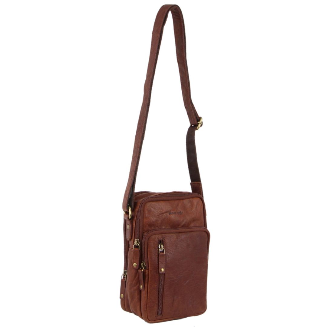 Pierre Cardin Rustic Leather Cross-Body Bag in Chestnut