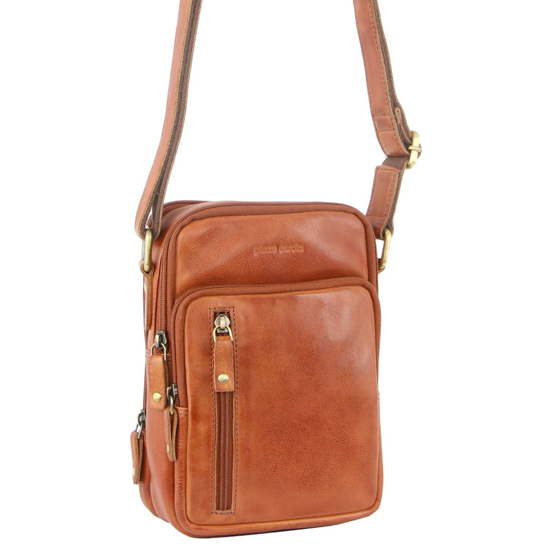 Pierre Cardin Rustic Leather Cross-Body Bag in Cognac (PC3129)
