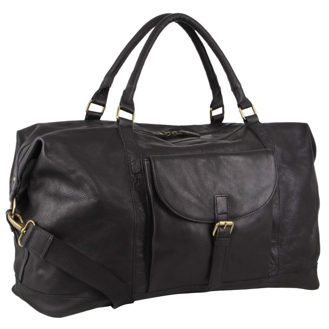 Pierre Cardin Rustic Leather Business/Overnight Bag in Black