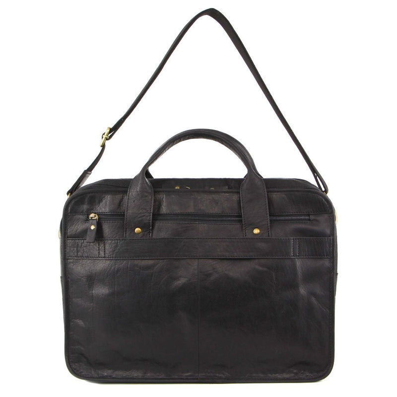 Pierre Cardin Rustic Leather Computer Bag in Black (PC3135)