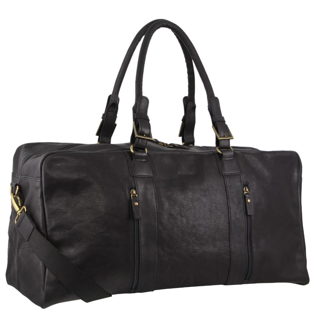 Pierre Cardin Rustic Leather Business/Overnight Bag in Black
